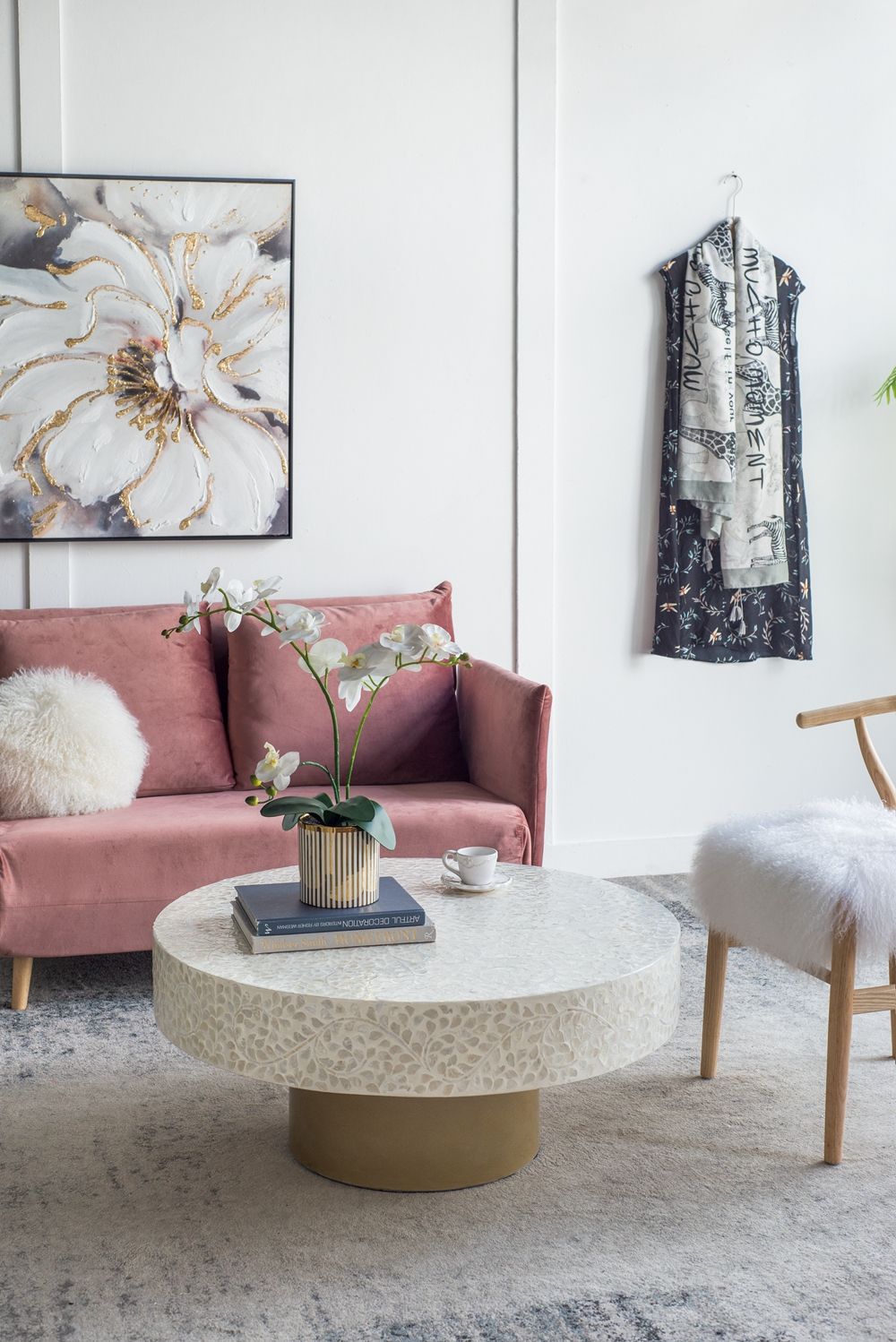 Unique Capiz Coffee Table & Pedestal Base by HouseOfZazla