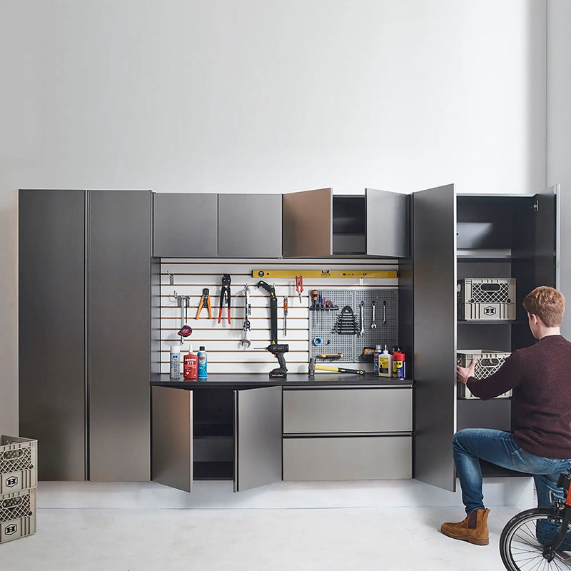 Nova Series - Garage Cabinet Set A With Soft Closing Doors - Metallic Gray by HouseOfZazla