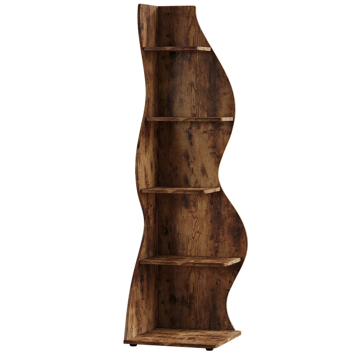 5 Tier Wavy Corner Bookshelf And Plant Stand For Living Room by HouseOfZazla