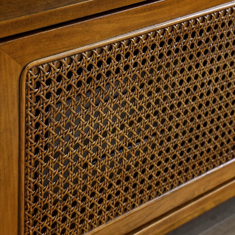 59 Inch Mid Century Modern Rattan TV Stand by BLAKHOM