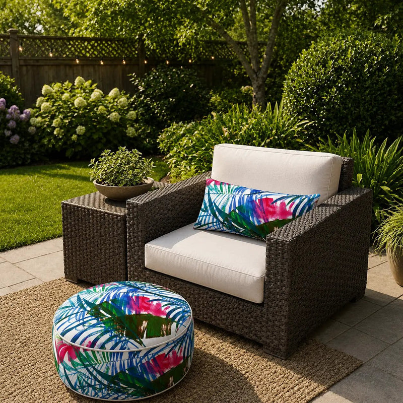 4 Pack Outdoor Lumbar Pillow with Inserts – Tropical Floral by HouseOfZazla