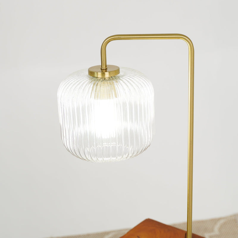 Haven - Clear Table Lamp, Button Control - Gold / White / White Marble by HouseOfZazla