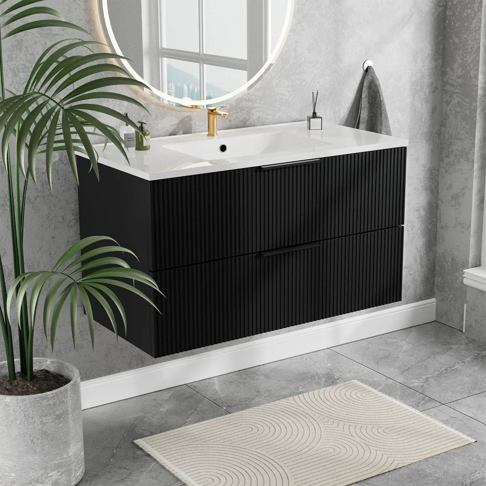 Modern Wall Mounted Floating Bathroom Vanity With Sink And Drawers by Unique Piece Furniture