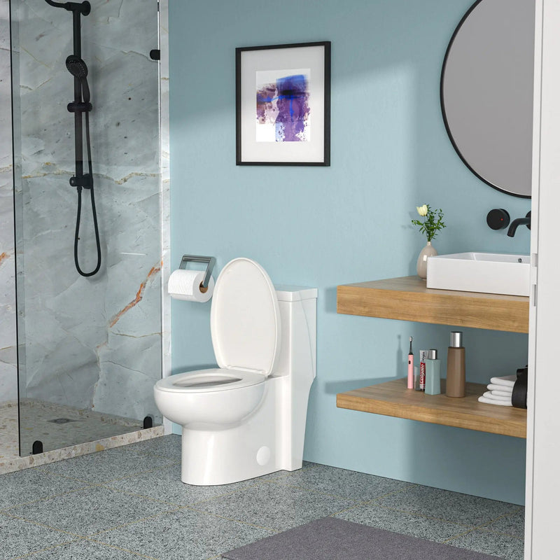 Modern Ceramic 1 Piece Toilet With Soft Closing Seat - White by HouseOfZazla