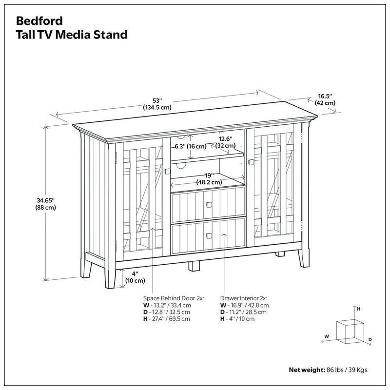 Bedford - Handcrafted Tall TV Media Stand by Unique Piece Furniture