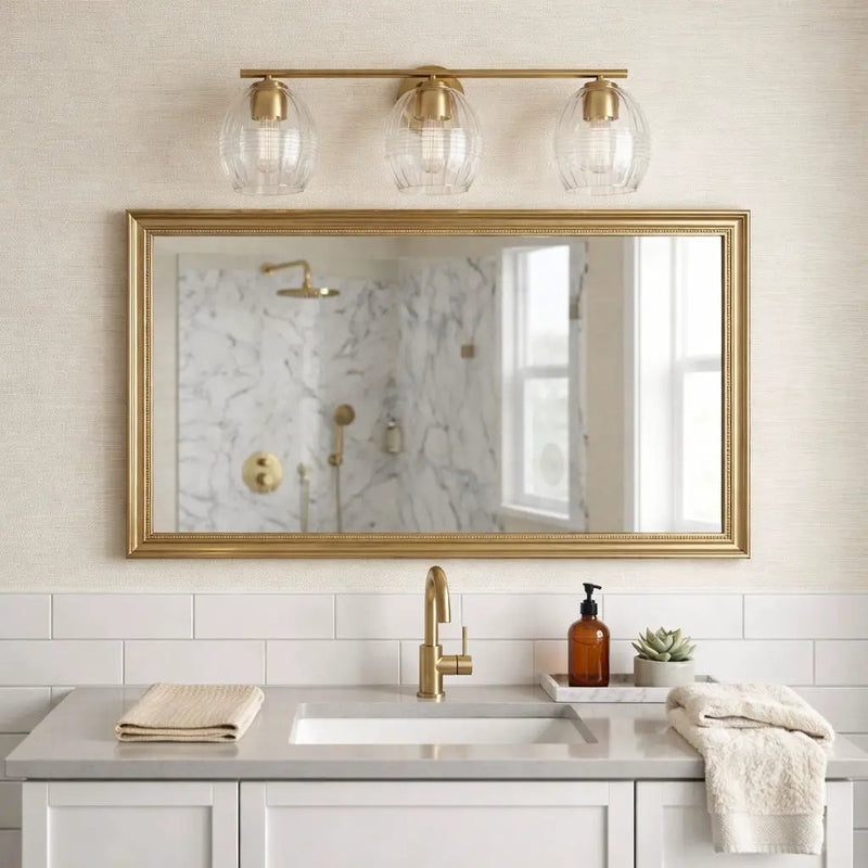 Luster - 3 Lights Vanity With Clear For Bathrooms Above Mirror Wall Lamp Satin - Clear / Gold by Unique Piece Furniture