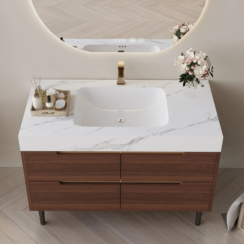 35.4" Farmhouse Free-standing Sintered Stone Bathroom Vanity with Undermount Sink by HouseOfZazla