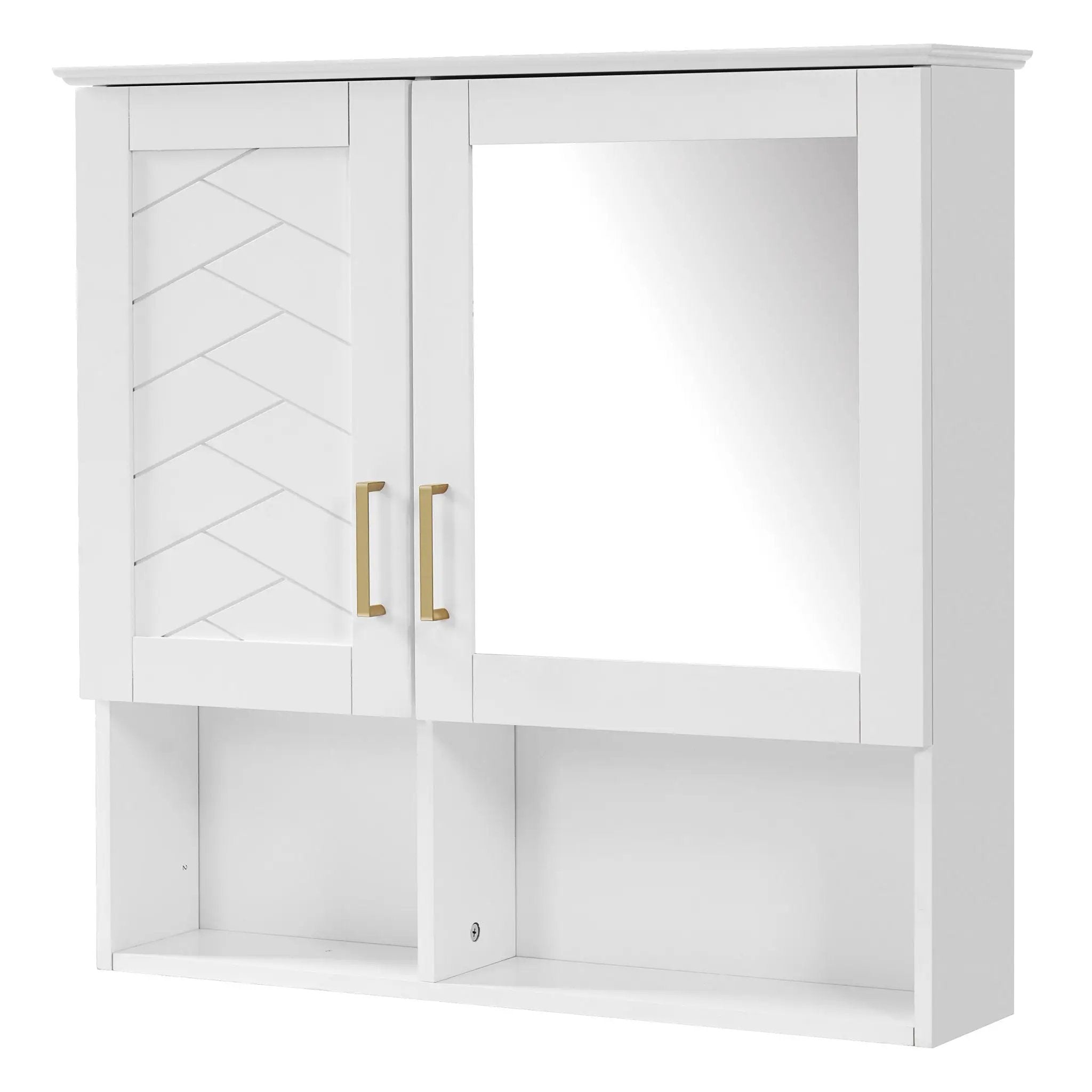 2 In 1 Wall-Mounted Mirror Cabinet With Adjustable Shelves, Soft-Close Doors, High-Definition Mirror & Storage by Unique Piece Furniture