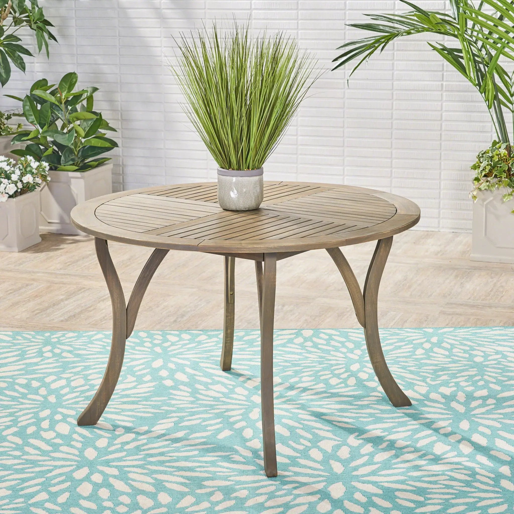 Hermosa Outdoor Acacia Wood Circular Dining Table by HouseOfZazla
