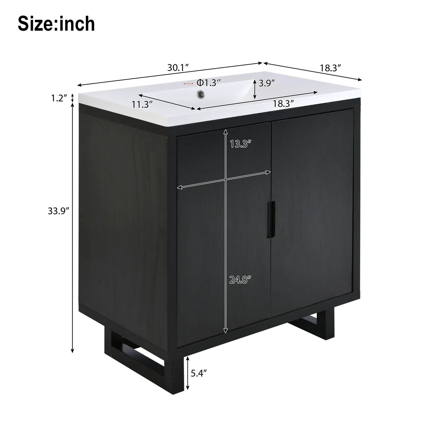 Bathroom Vanity Set With Sink, Combo Cabinet, Bathroom Storage Cabinet, Solid Wood Frame by Unique Piece Furniture