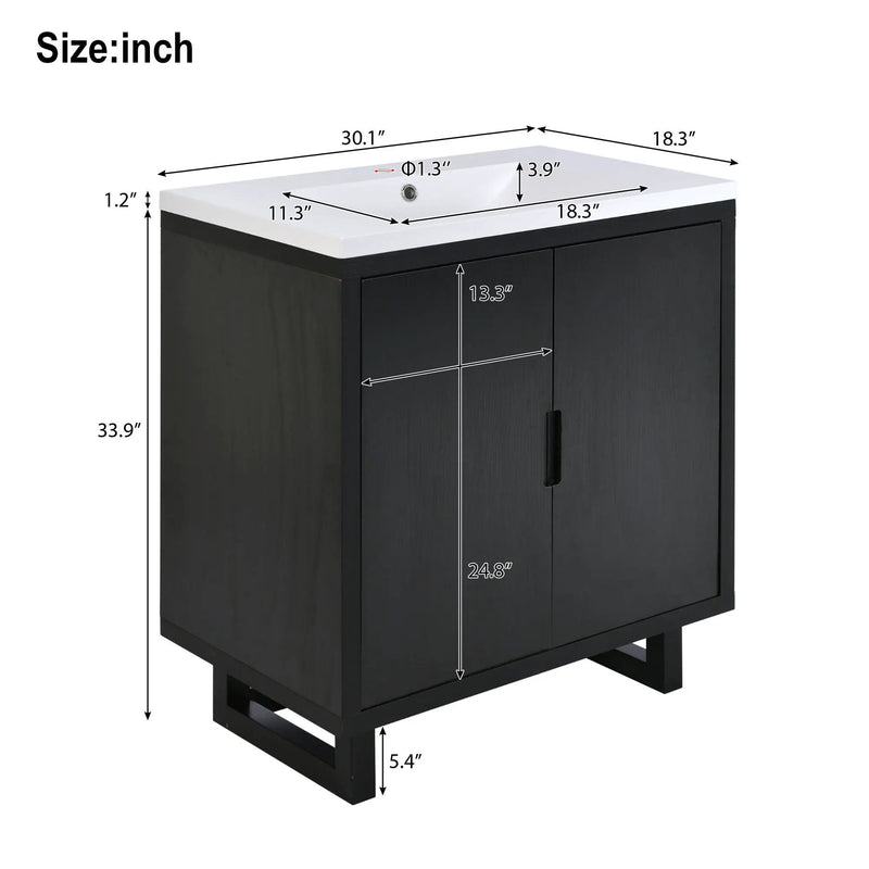 Bathroom Vanity Set With Sink, Combo Cabinet, Bathroom Storage Cabinet, Solid Wood Frame by HouseOfZazla