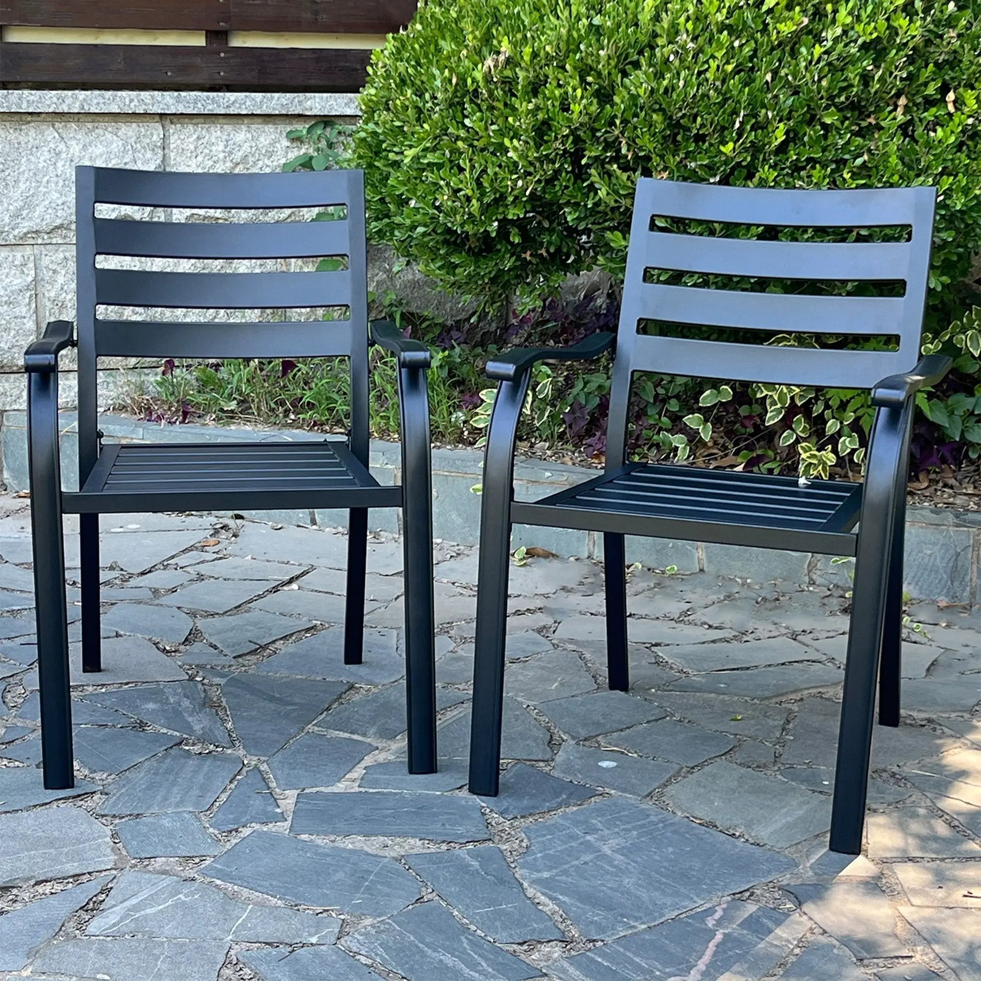 VRSHWO Iron Terrace Dining Chairs Set of 2 - Black by HouseOfZazla
