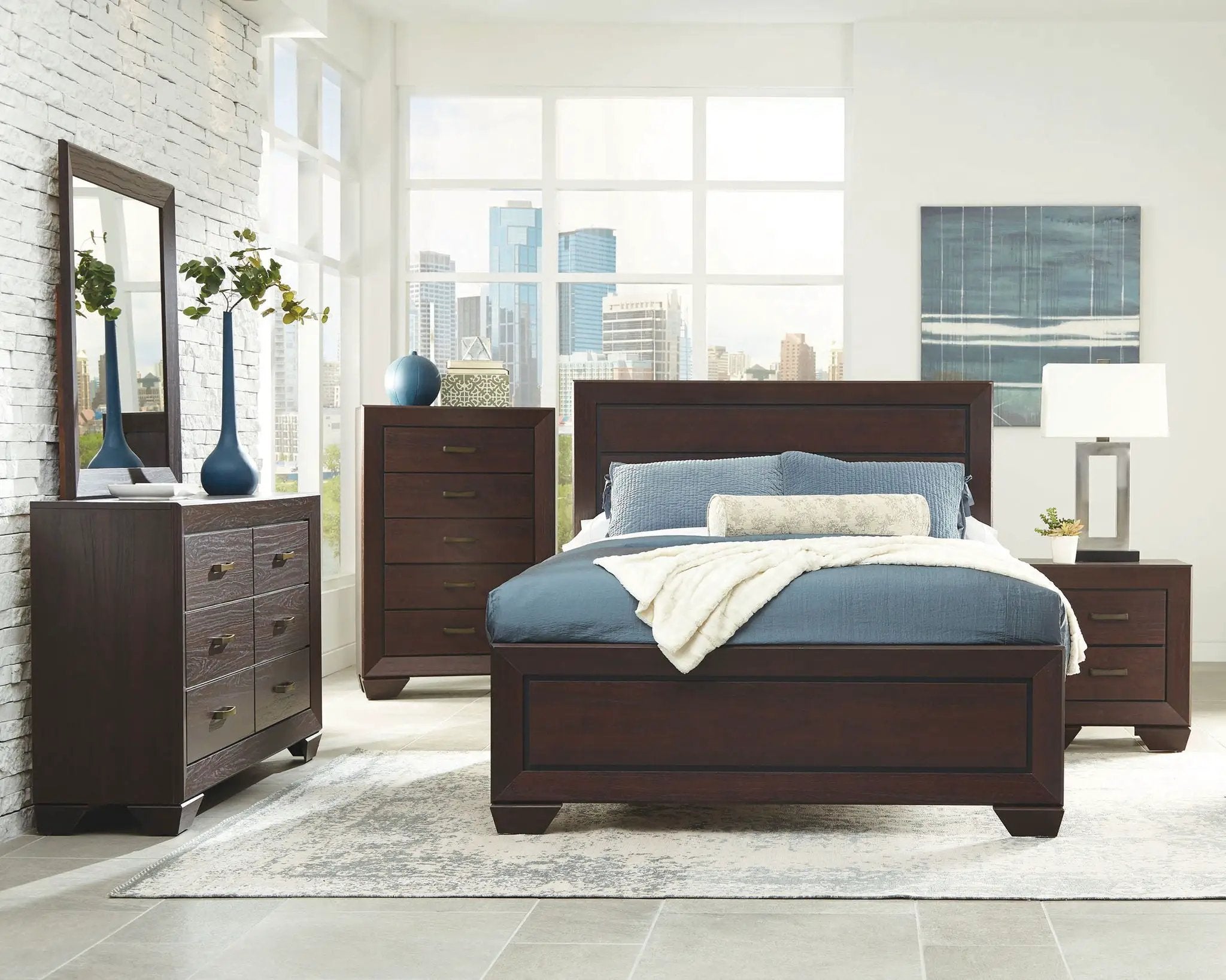 Kauffman Wood Queen Panel Bed Dark Cocoa by Unique Piece Furniture