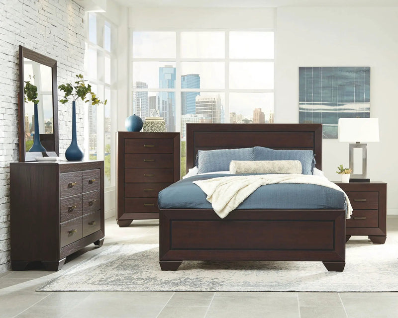 Kauffman Wood Queen Panel Bed Dark Cocoa by Unique Piece Furniture