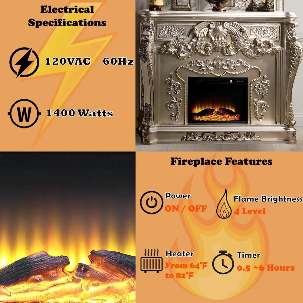 Sorina - Fireplace - Antique Silver by Unique Piece Furniture