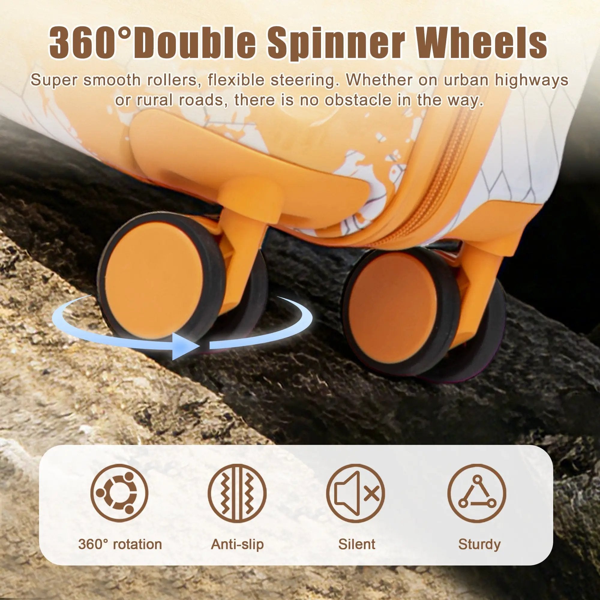 3-Piece PC Spinner Wheel Luggage Set in Orange by HouseOfZazla