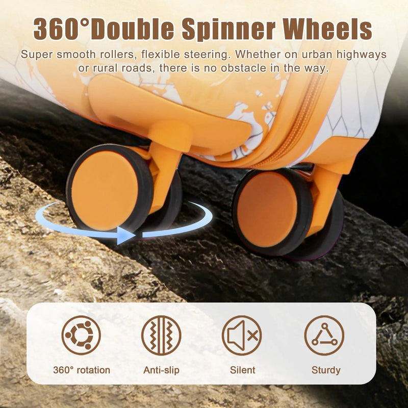 3-Piece PC Spinner Wheel Luggage Set in Orange by HouseOfZazla