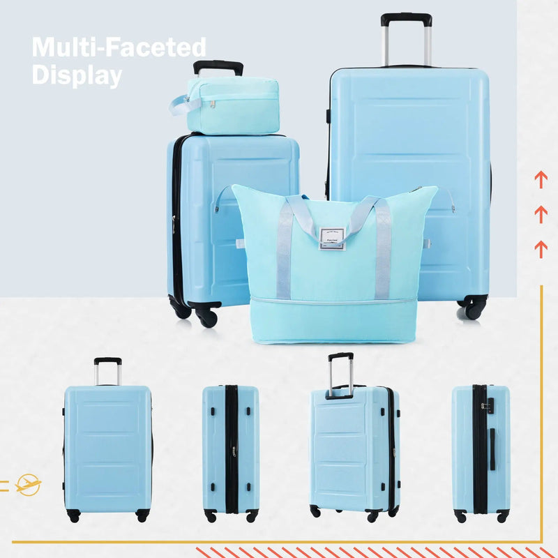 2 Piece Luggage Set With Bags Expanable Spinner Wheels ABS Lightweight Suitcase With Tsa Lock 20" / 24" by HouseOfZazla
