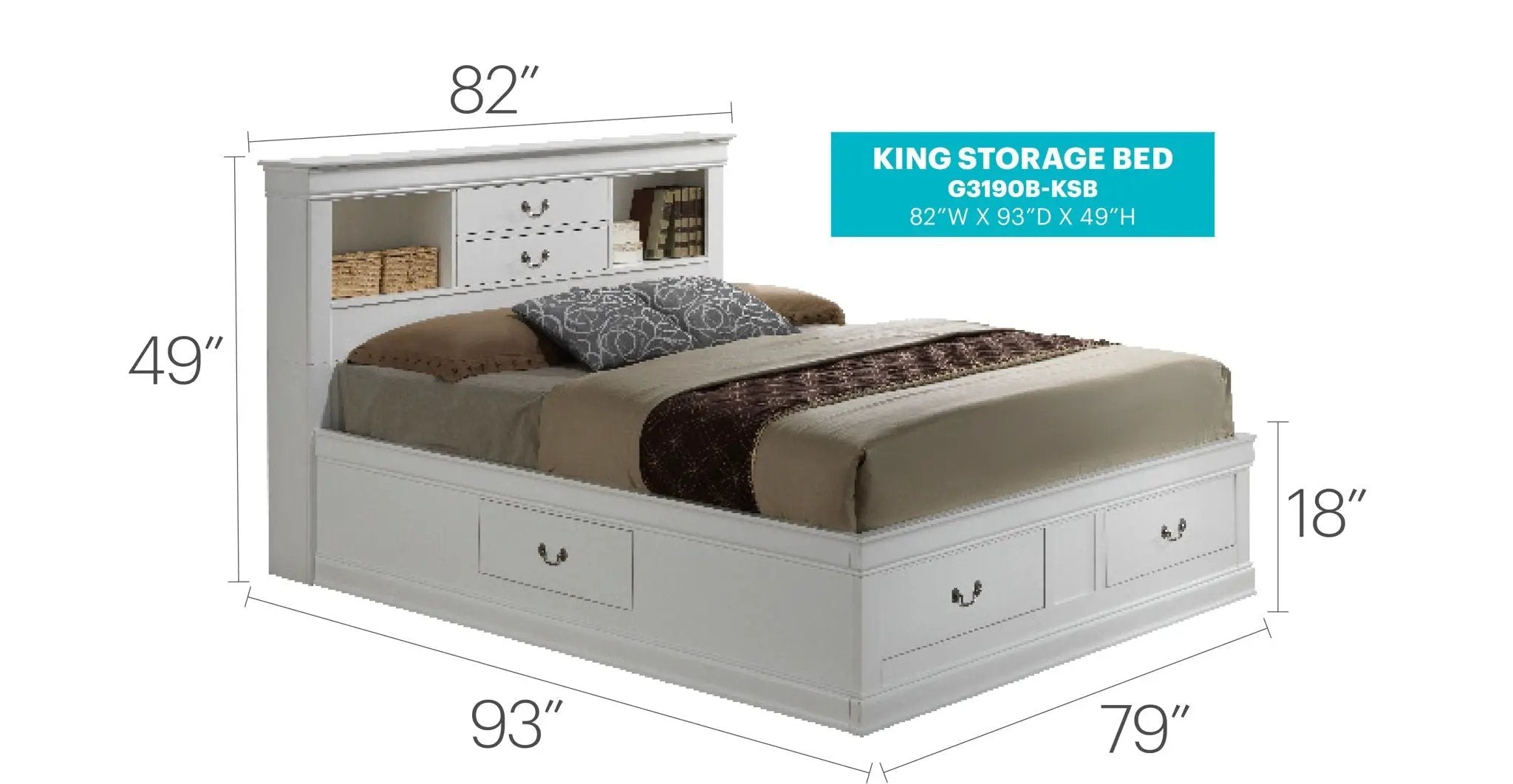 Traditional Style Bookcase Storage Bed by Unique Piece Furniture