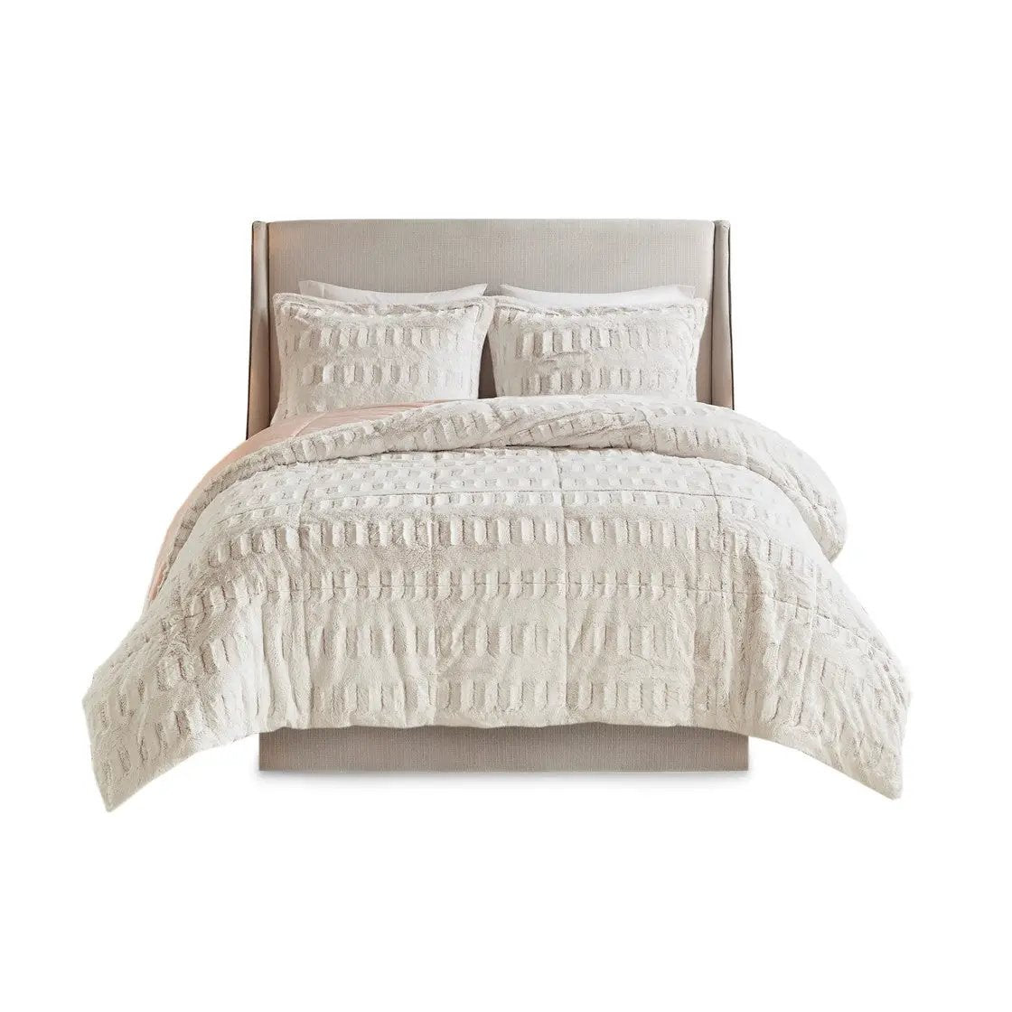Full/Queen Back Print Long Fur Comforter Mini Set by HouseOfZazla