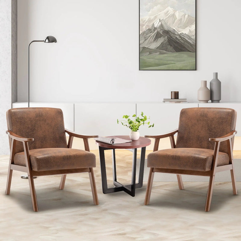 Mid Century Modern Accent Chair With Solid Wood Frame And Extra Thick Backrest by HouseOfZazla