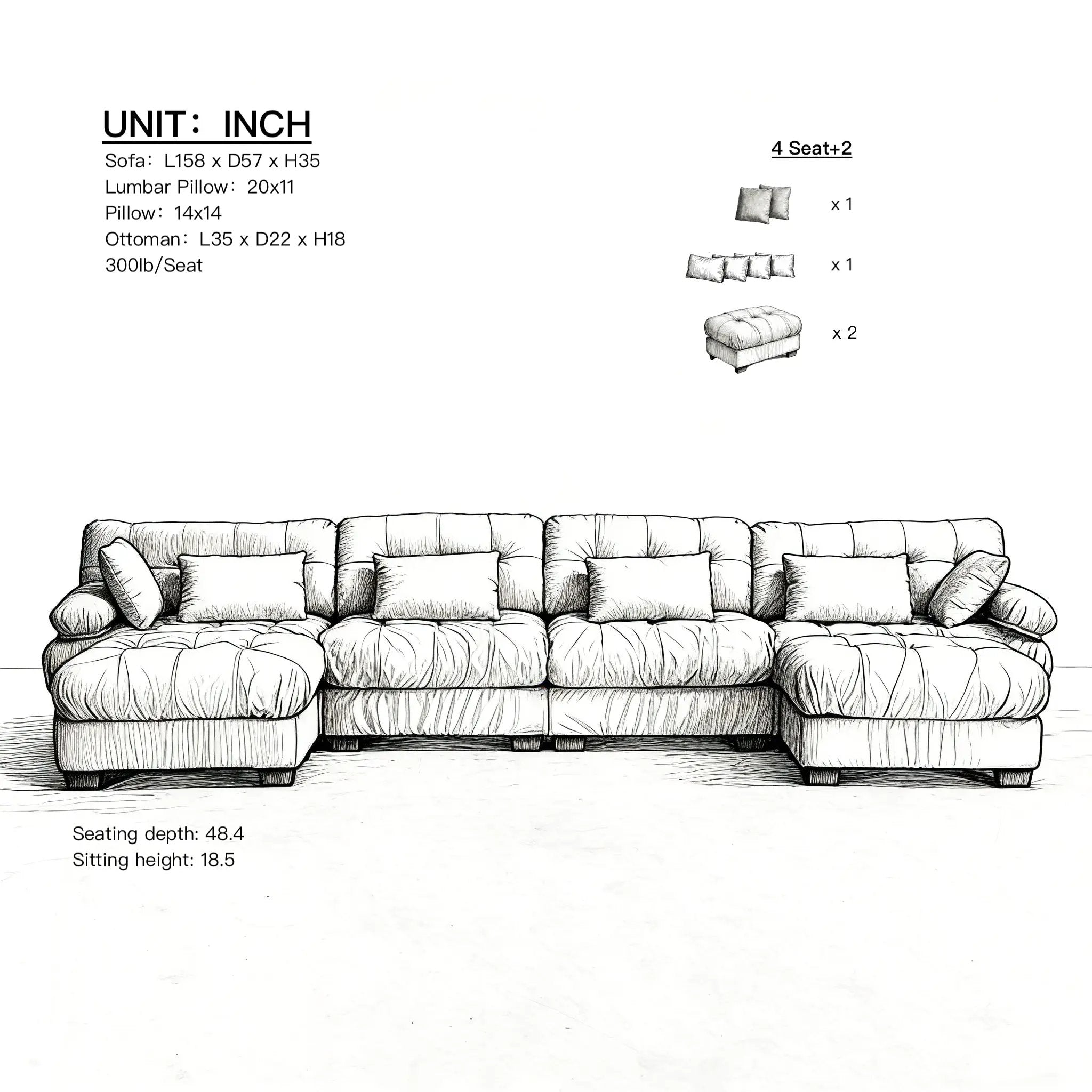U Shaped Couch Modular Sectional Sofa by HouseOfZazla
