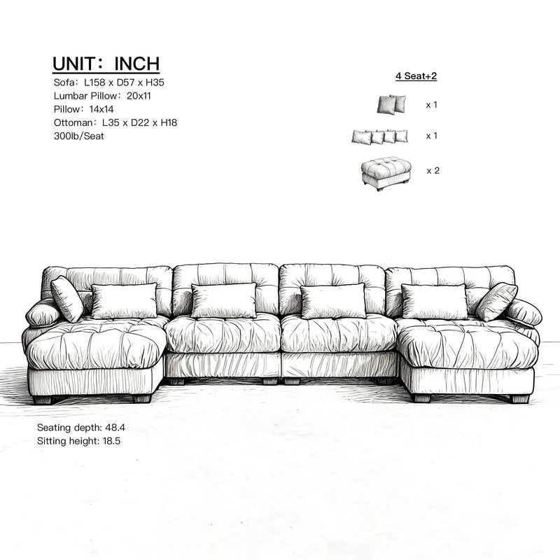U Shaped Couch Modular Sectional Sofa by HouseOfZazla