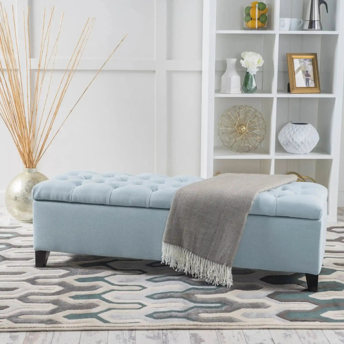 Glouster Contemporary Storage Ottoman with Button Tufted Design by HouseOfZazla
