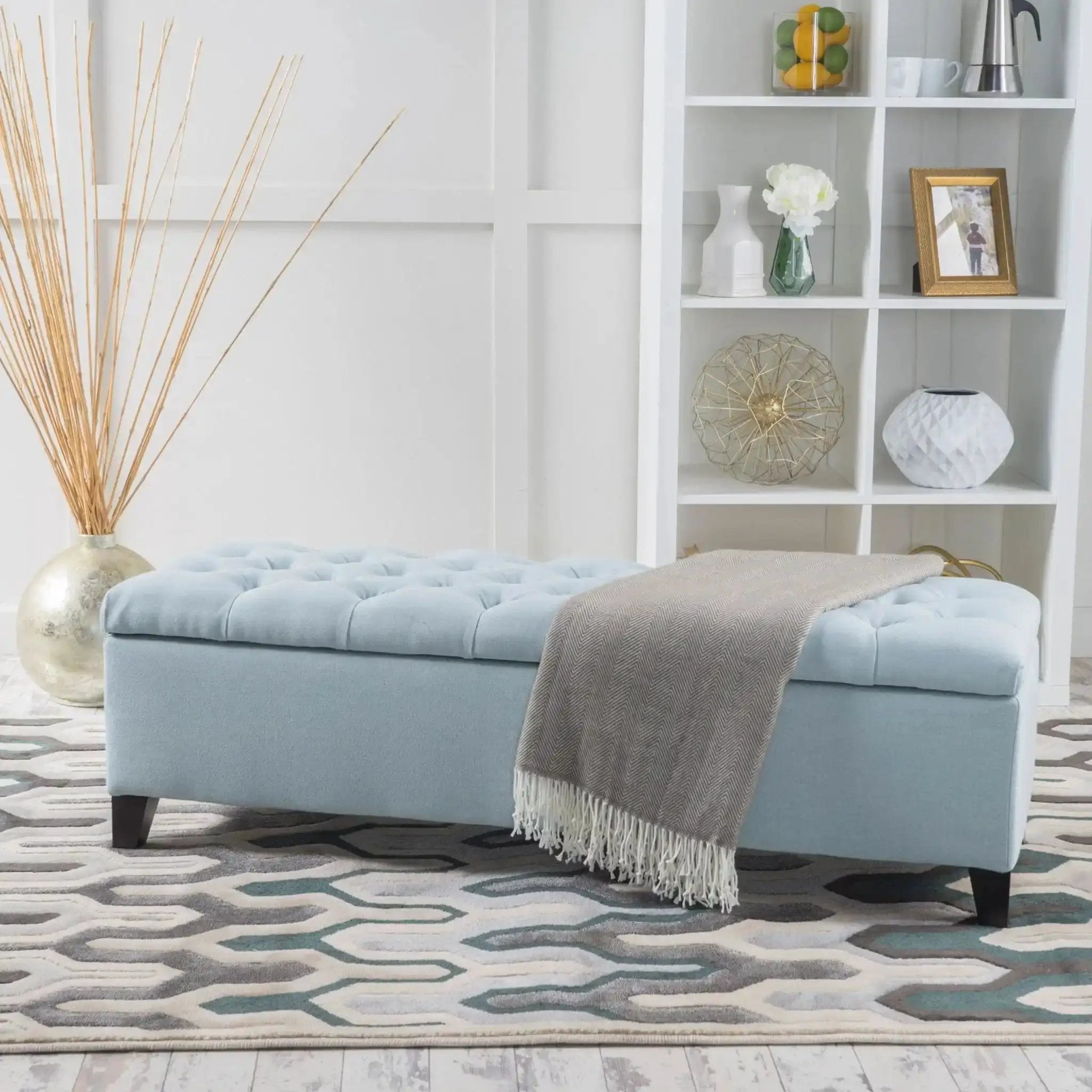 Glouster Contemporary Storage Ottoman with Button Tufted Design by HouseOfZazla