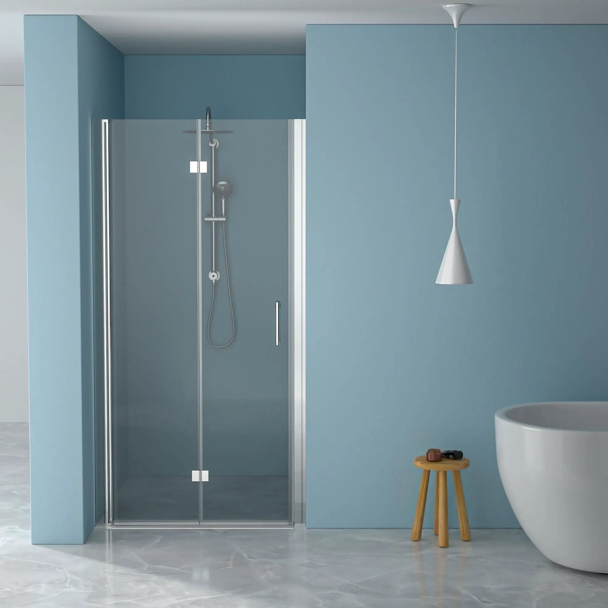 Fold Frameless Shower Door With Tempered Glass by HouseOfZazla