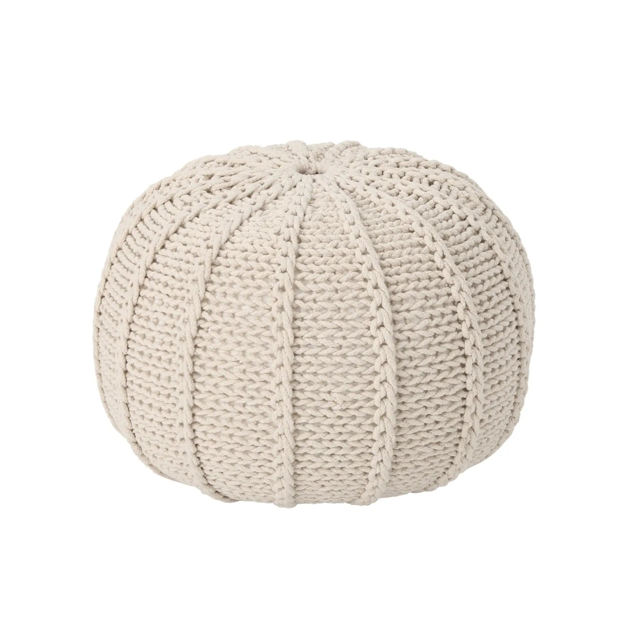 Bordeaux Knitted Round Pouf Ottoman And Floor Cushion by HouseOfZazla