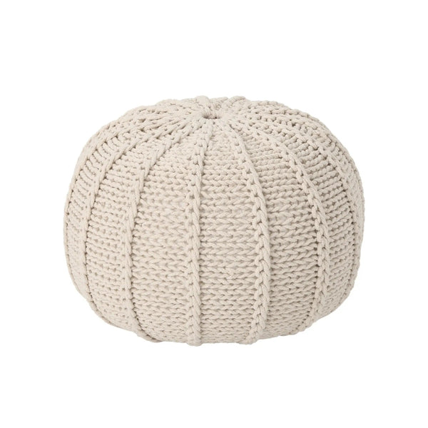 Bordeaux Knitted Round Pouf Ottoman And Floor Cushion