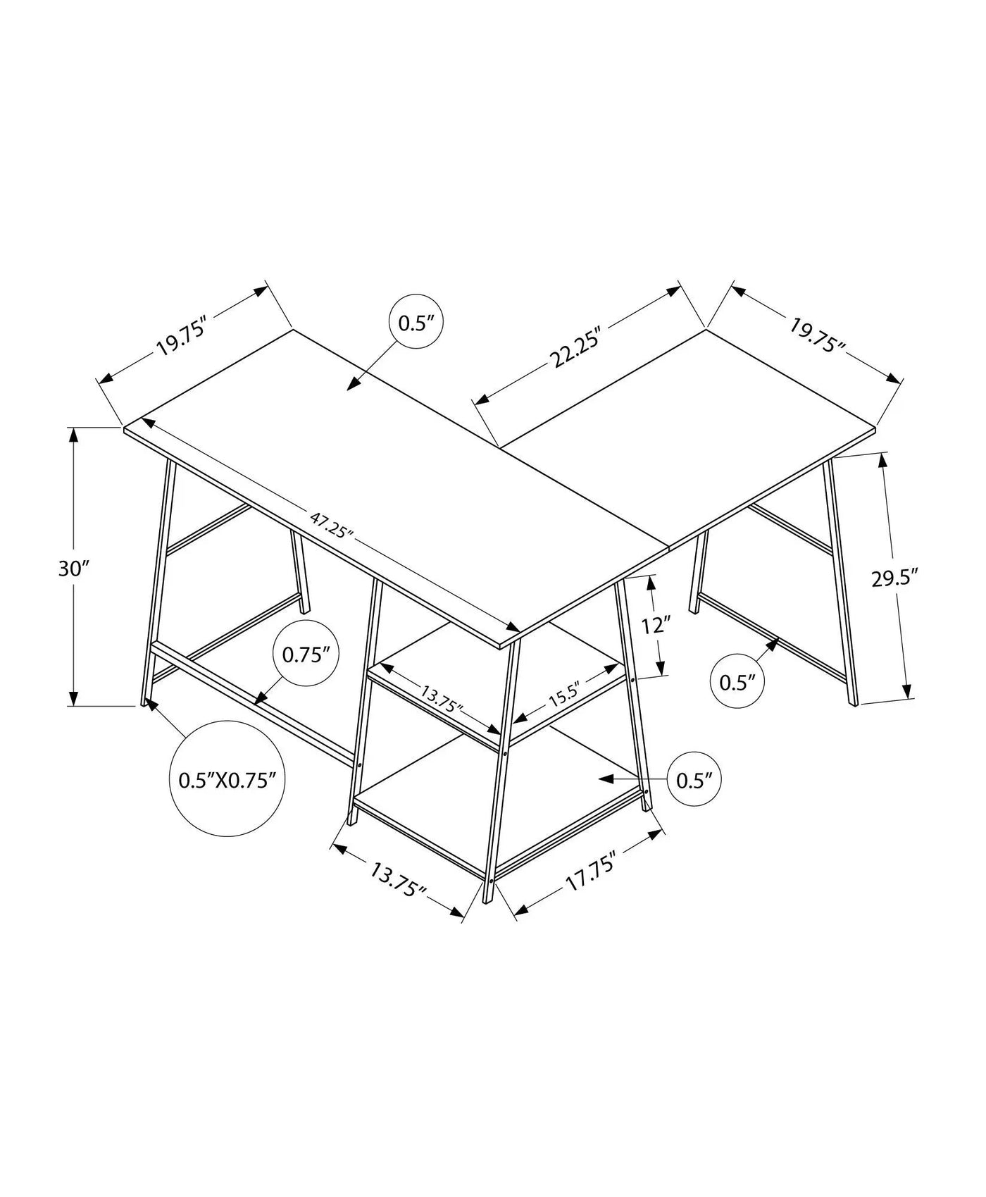 L-Shape Corner Computer Desk with Storage Shelves by HouseOfZazla