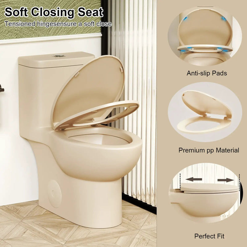 1.1/1.6 GPF Tornado Flush One-Piece Toilet with Comfort Chair Seat ADA Height 17" by HouseOfZazla