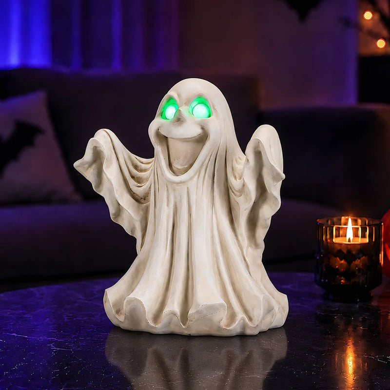 Halloween Ghost Figurine - LED Light Up with Glowing Eyes by HouseOfZazla