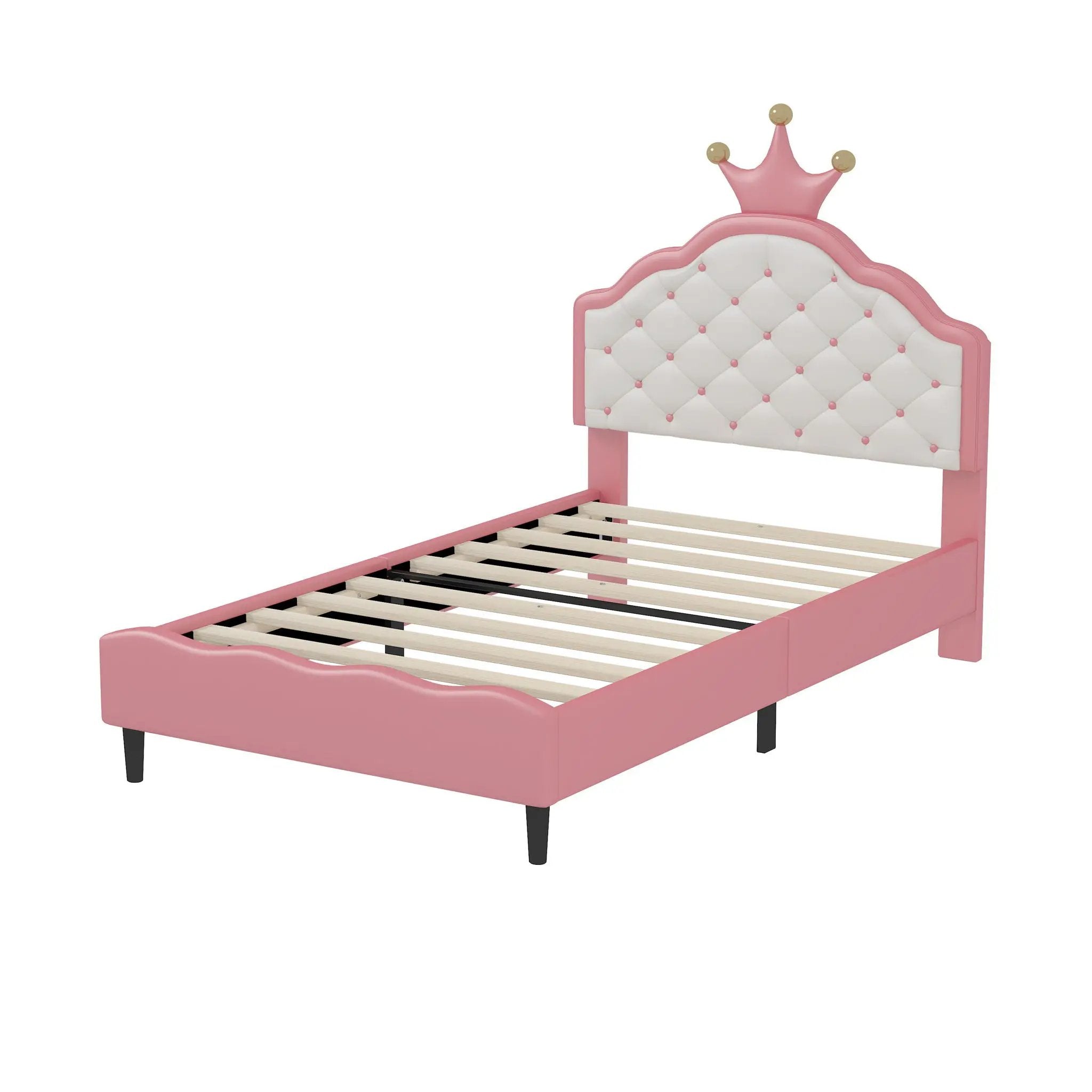 Lovely Crown Fantasy Princess Bed With Tufted Headboard by HouseOfZazla