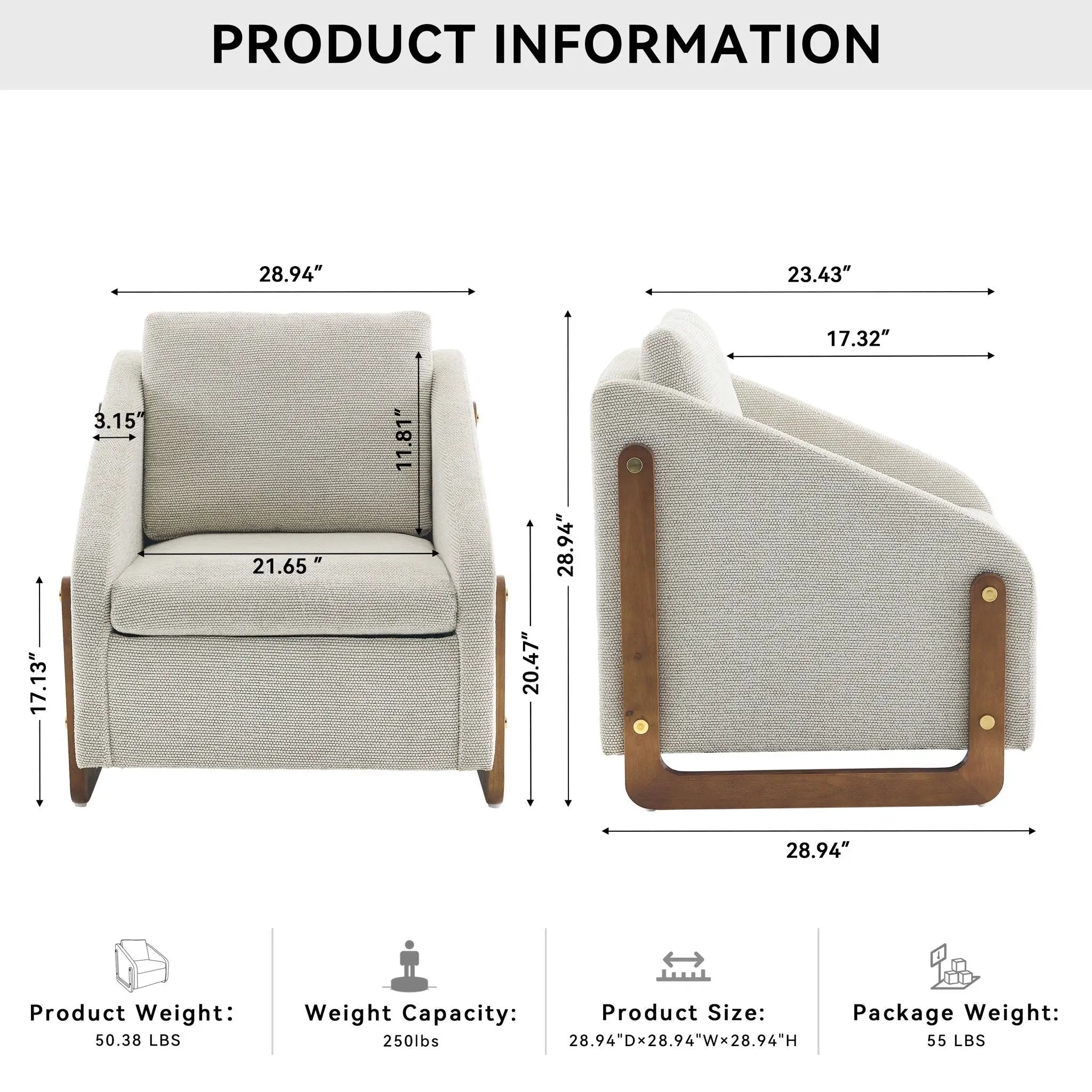 Modern Upholstered Armchair With Wooden Side Frame by Unique Piece Furniture