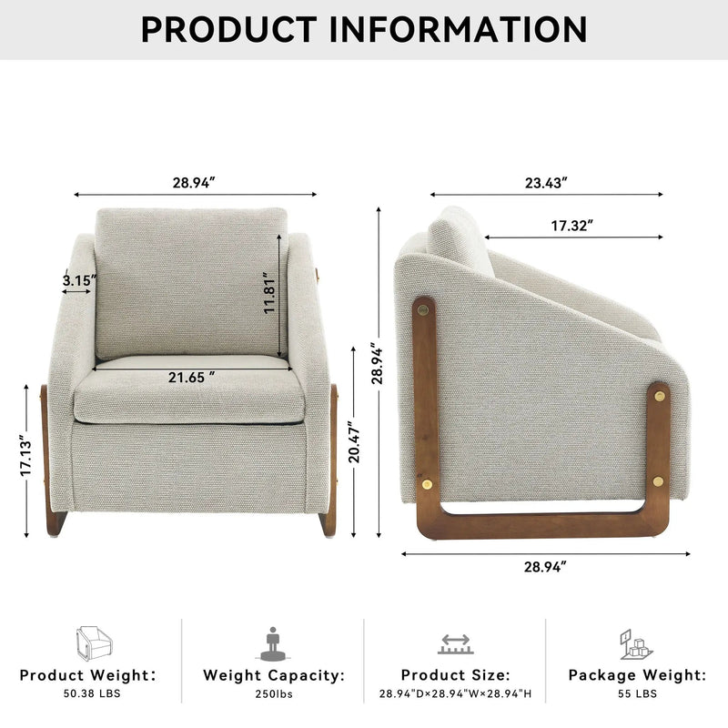 Modern Upholstered Armchair With Wooden Side Frame by Unique Piece Furniture