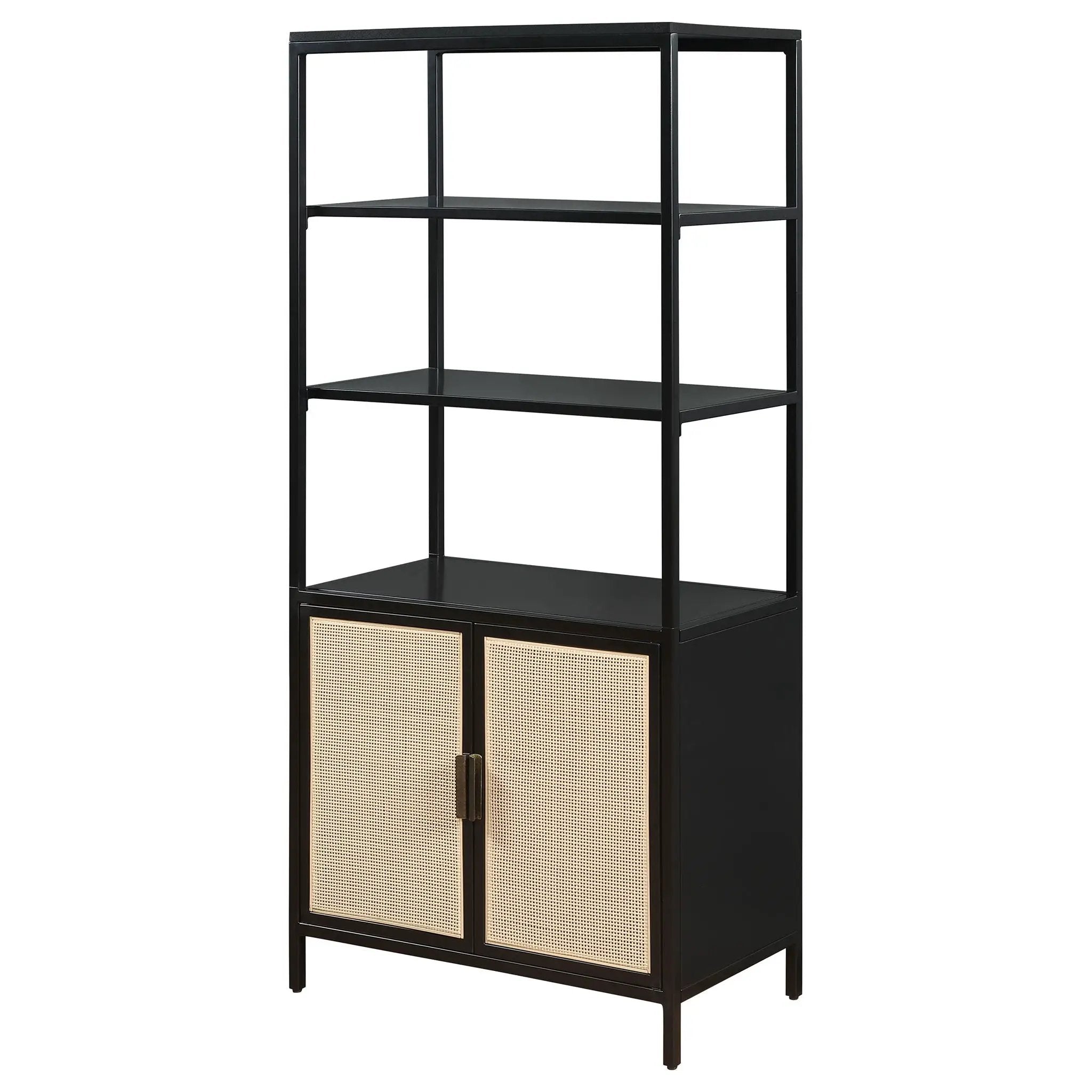 Amherst 3-shelf Radio Weave Cane Metal Accent Cabinet Black by Unique Piece Furniture