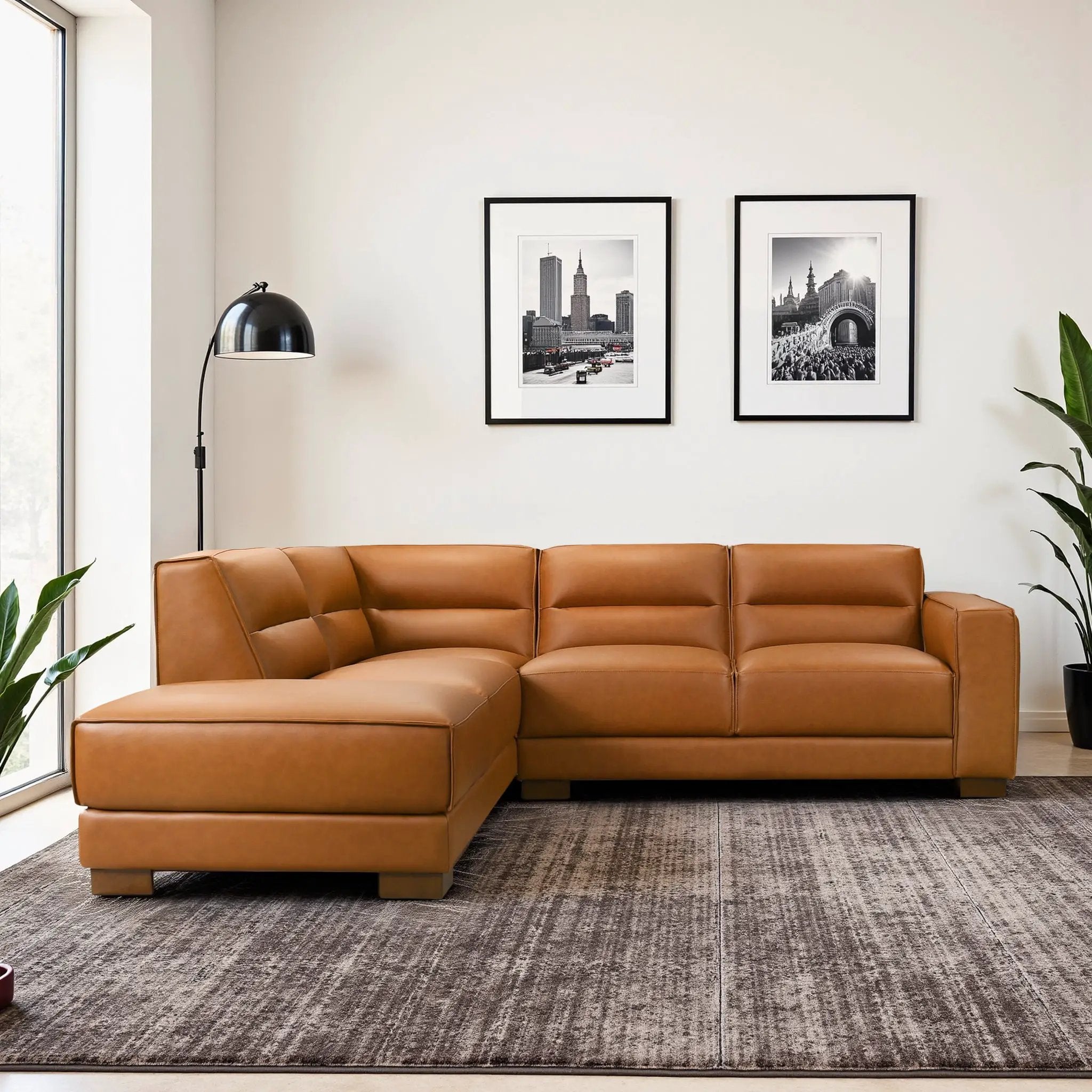 Muncie L-Shaped Sofa with Plush Cushions by HouseOfZazla