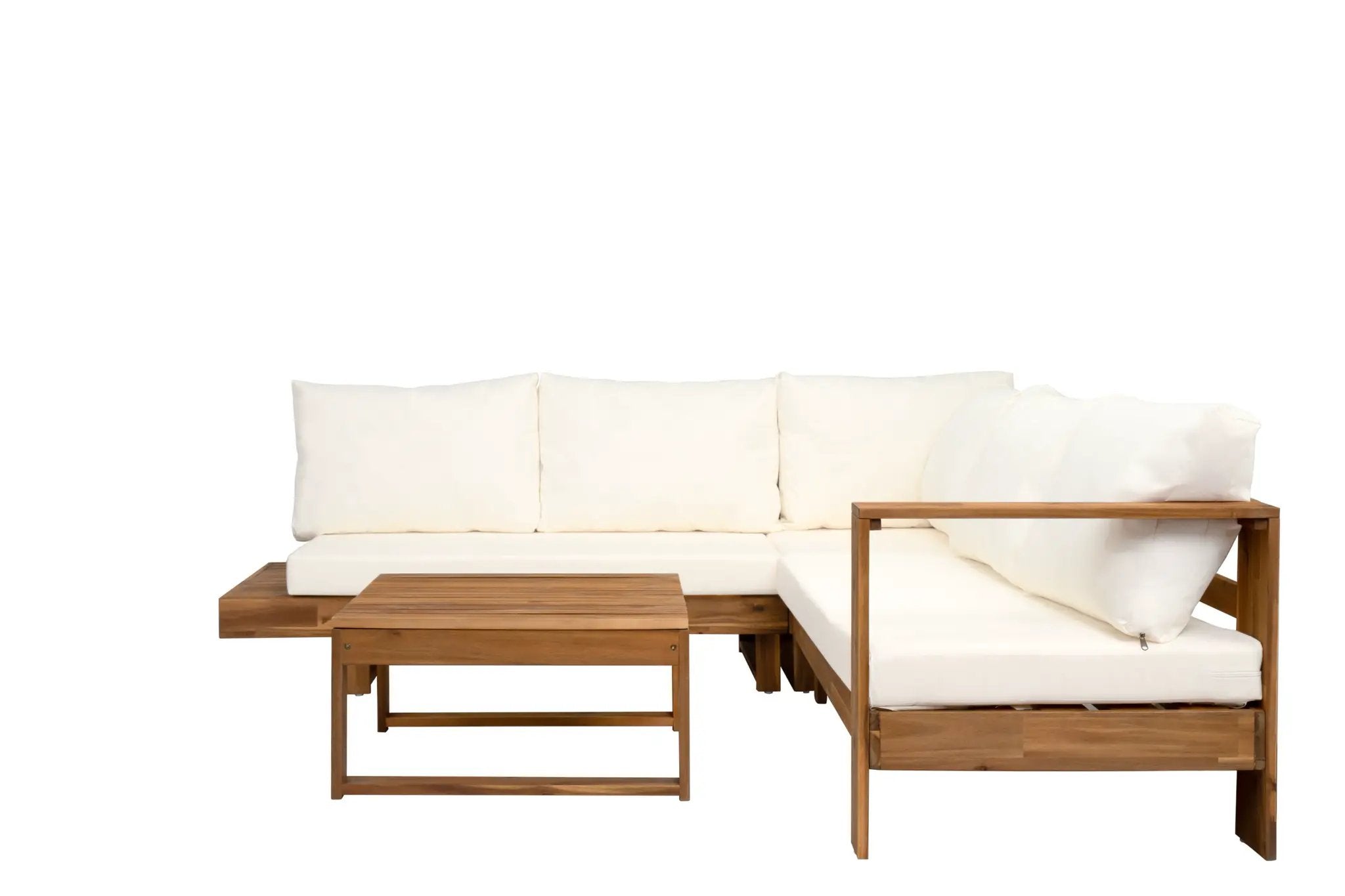 Outdoor 4pc Acacia Wood Sectional Patio Sofa Set by HouseOfZazla