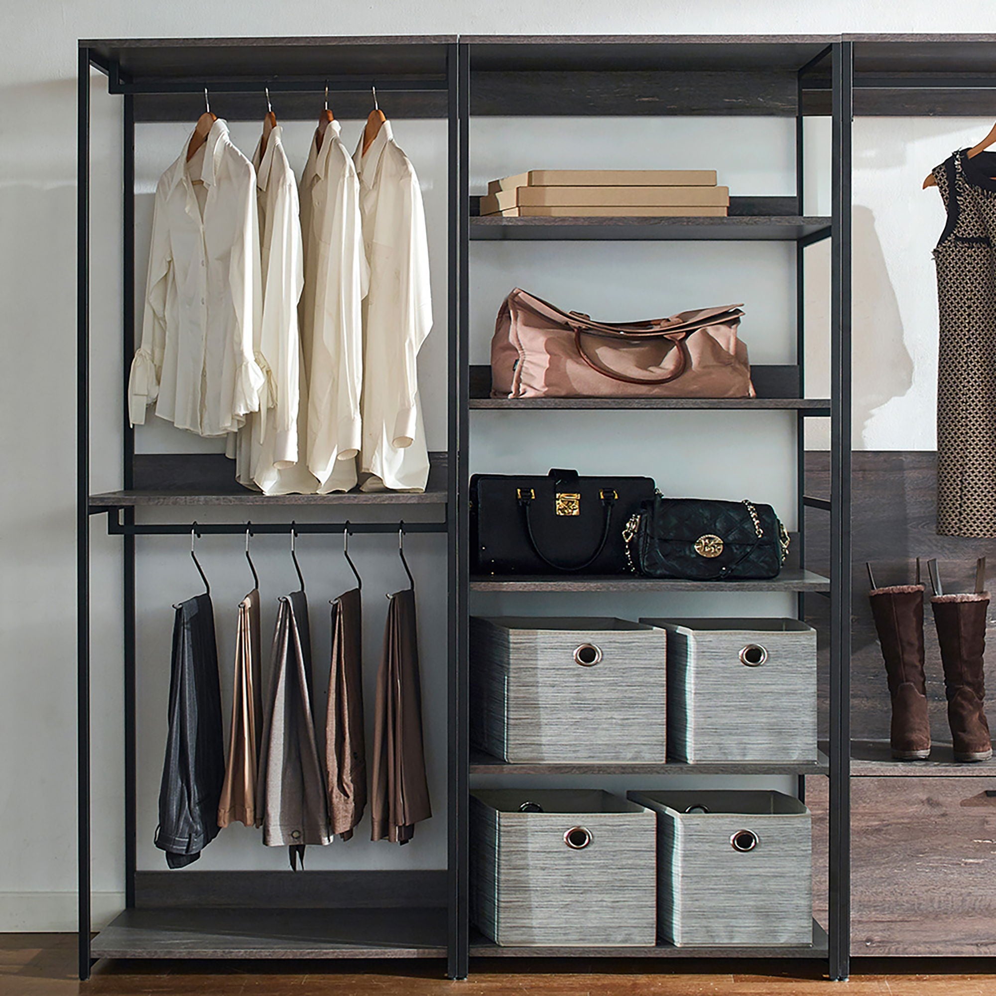 Monica - Walk-In Closet System With Modular Design - Rustic by HouseOfZazla