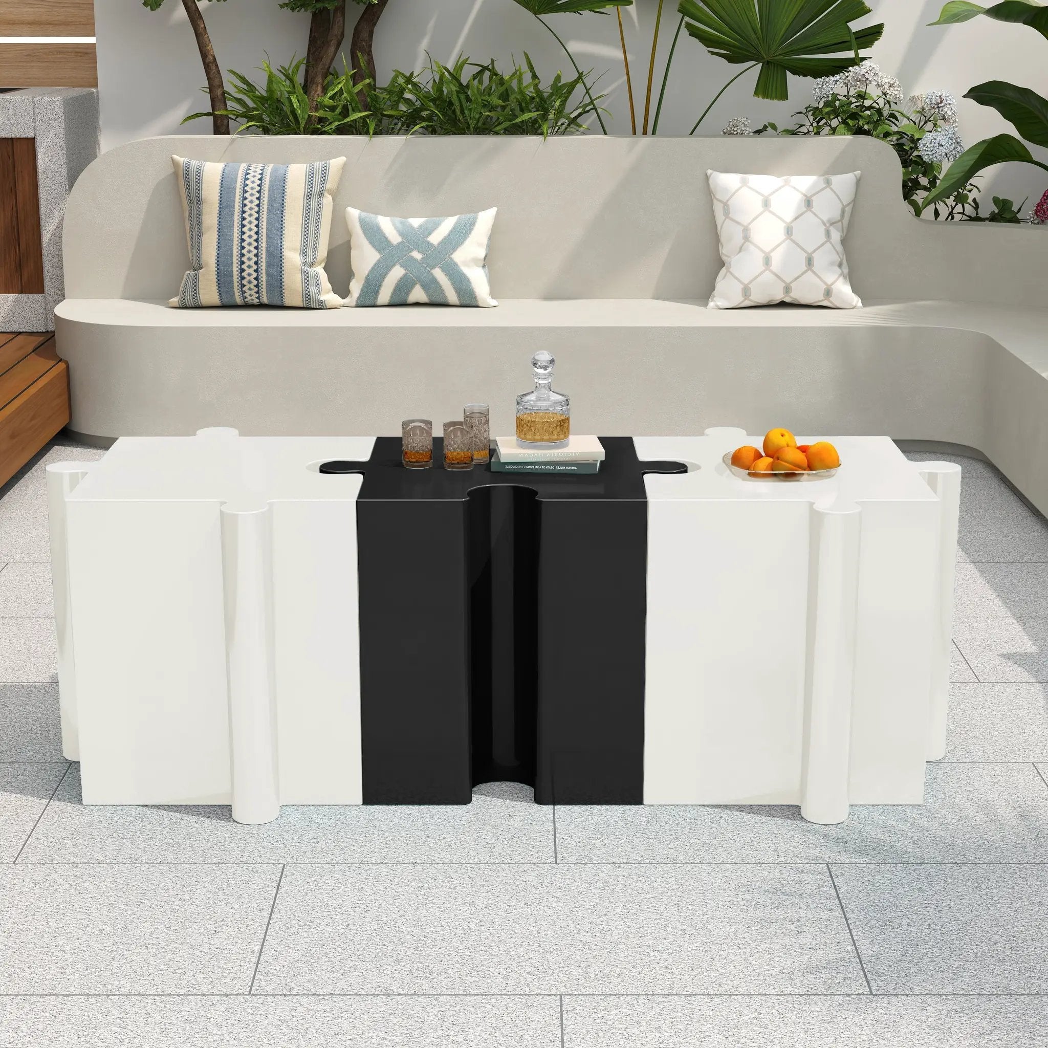 3-Piece Artistic Puzzle Table Set, Modular MGO Side Tables by HouseOfZazla