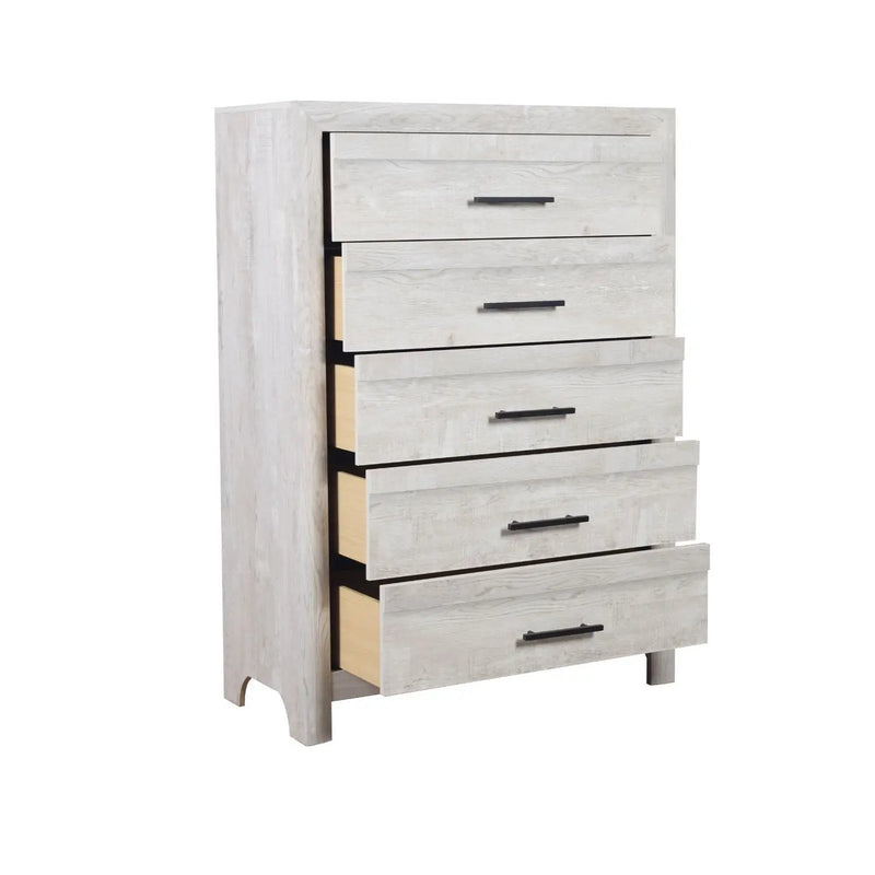 Modern Style 5 Drawer Chest In Natural Rustic Wood With Clean Lines And Spacious Storage by HouseOfZazla