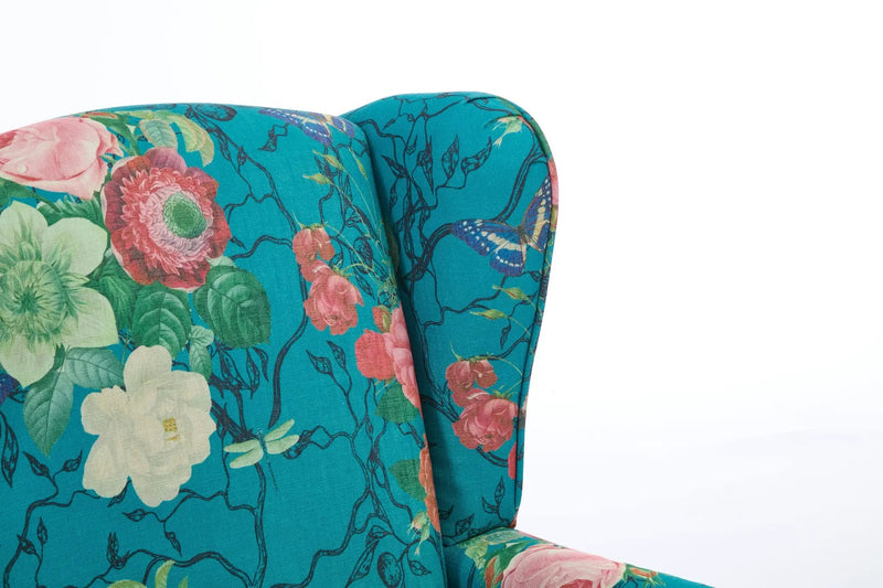 Modern Accent Chair with Retro Wood Legs - Floral by HouseOfZazla