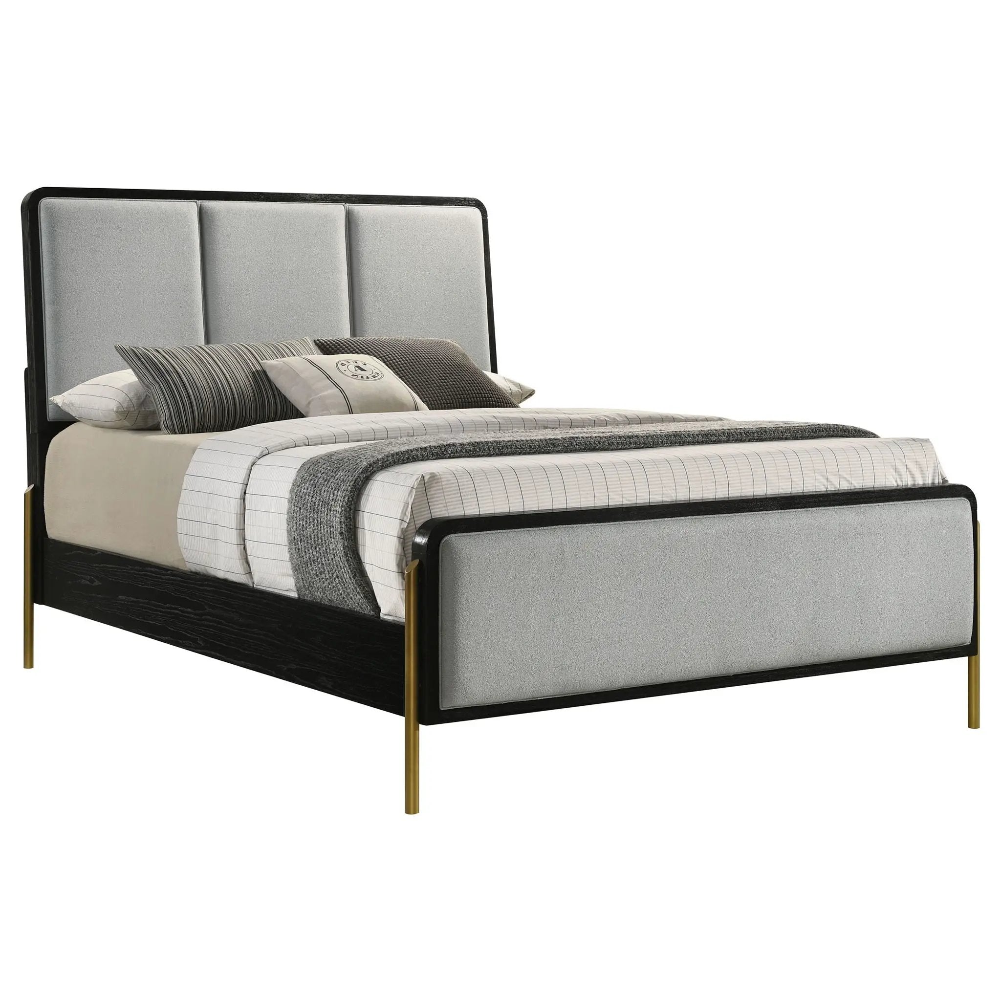 Arini Upholstered Eastern King Panel Bed Black and Grey by Unique Piece Furniture