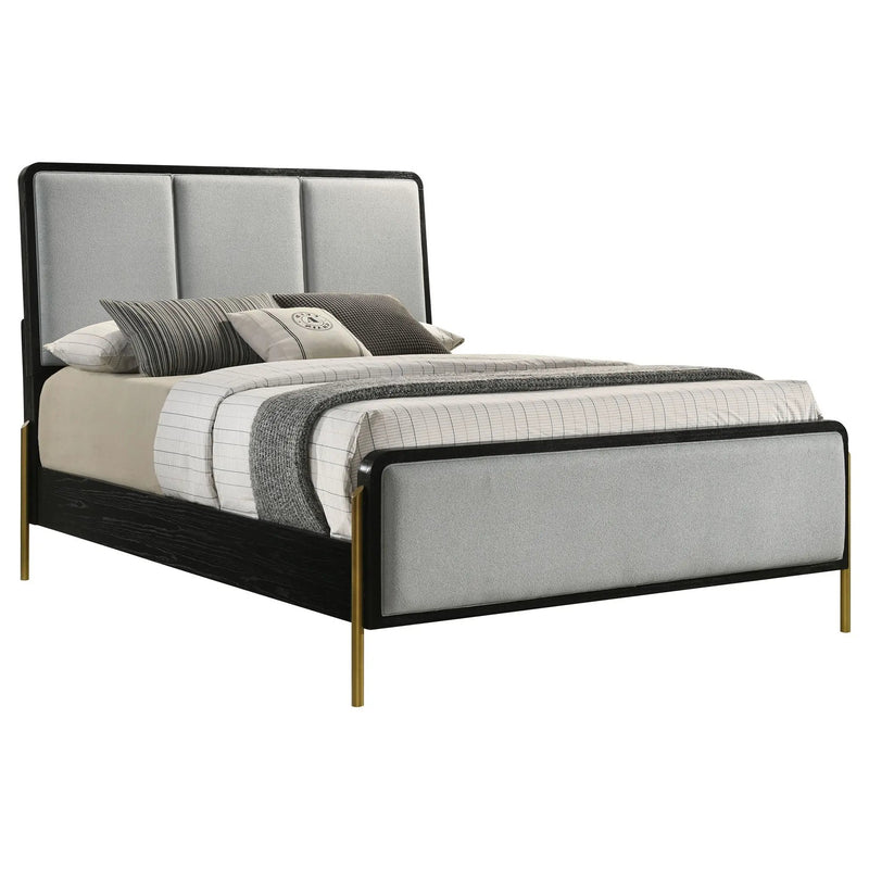 Arini Upholstered Eastern King Panel Bed Black and Grey by Unique Piece Furniture