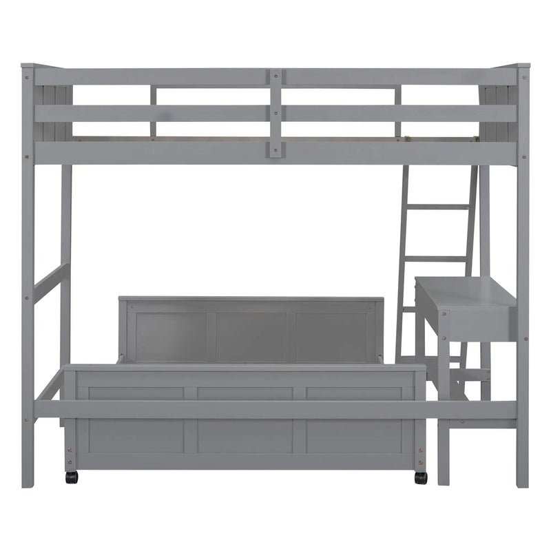 Full Over Full Bunk Bed With Desk by Unique Piece Furniture