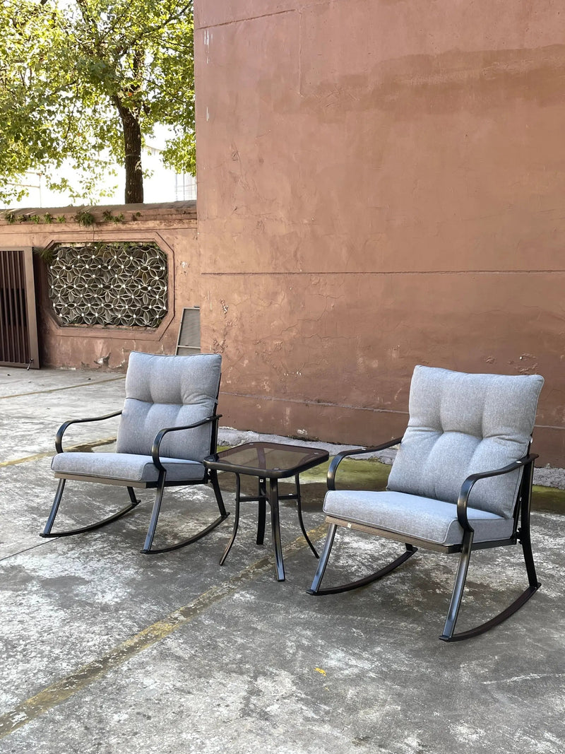 Rocker Set Chair and Teapoy Medium Grey by HouseOfZazla