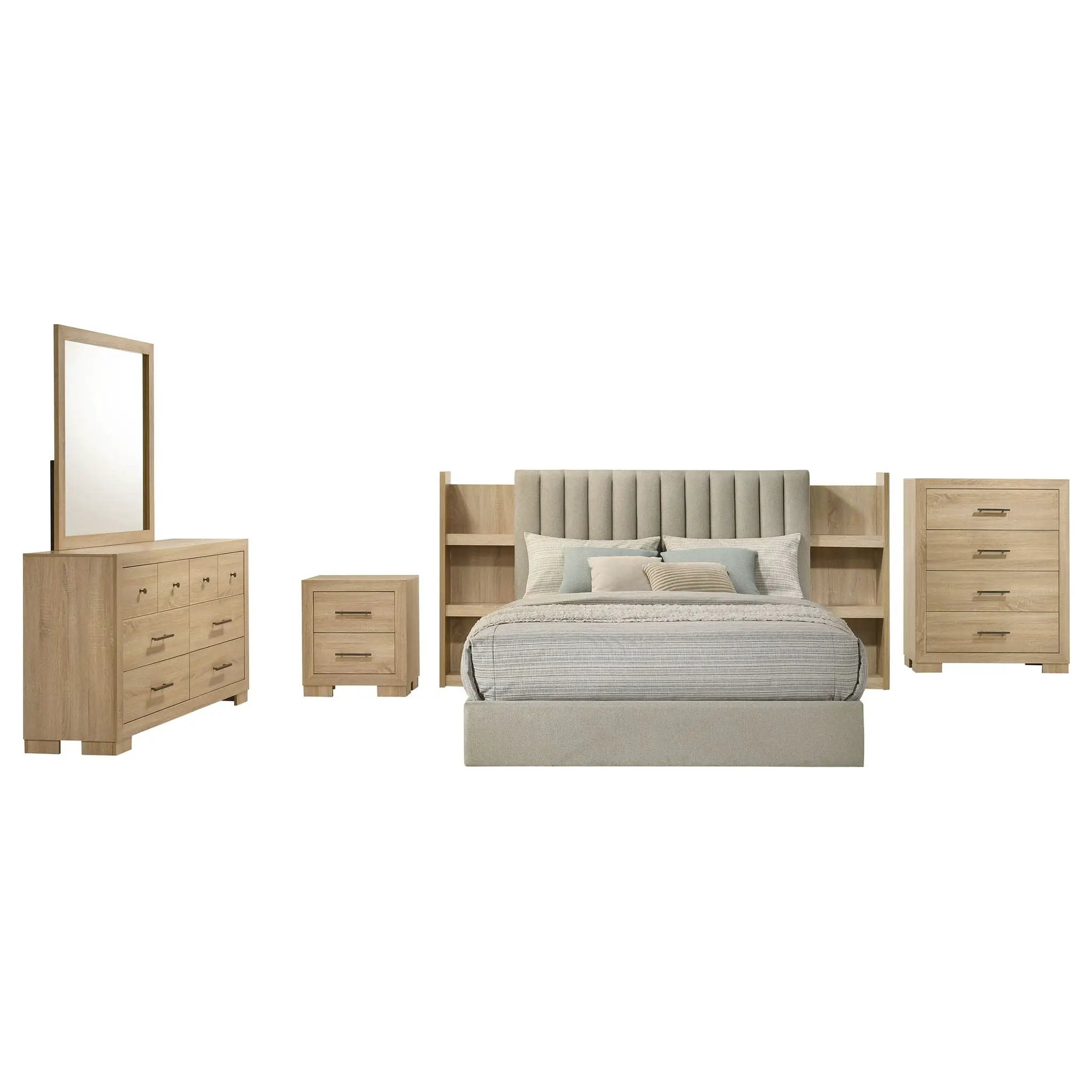Arielle 5-piece Eastern King Bedroom Set Light Oak by Unique Piece Furniture
